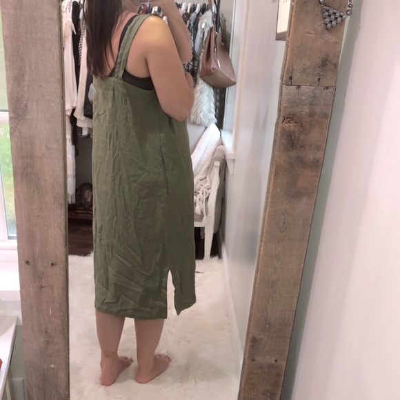 𝅺Woman Within 14W olive green linen bend maxi dress - Picture 3 of 8